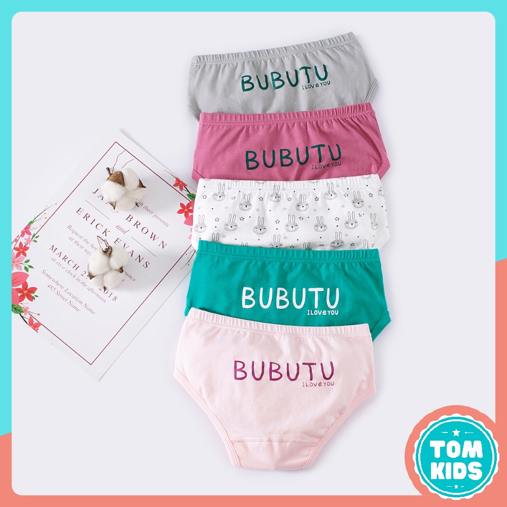 COMBO 5 Quần Lót Bé Gái Chất Liệu COTTON Kháng Khuẩn Co Giãn Đàn Hồi Tốt Họa Tiết Thỏ BUBUTU Dễ Thương Mã DL-002