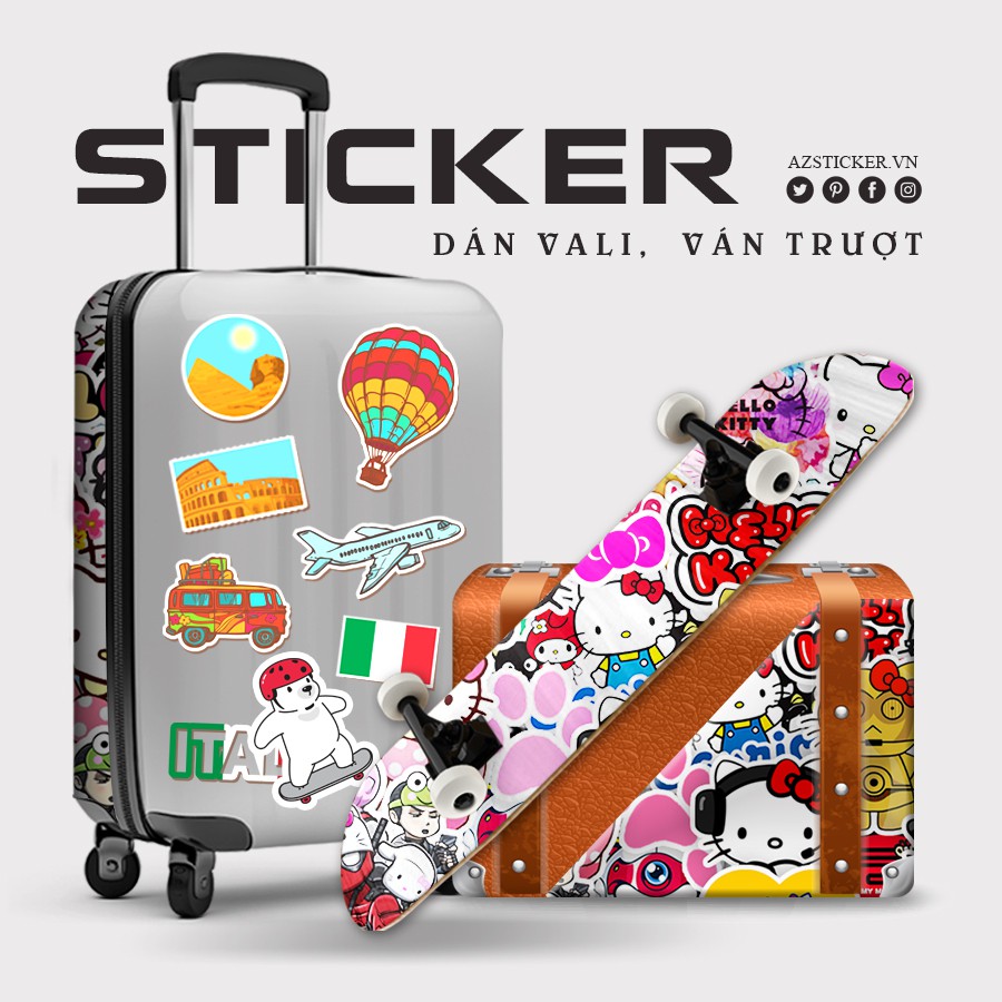 Sticker Hello Kitty | Sticker Mũ Nón Bảo Hiểm Dán Điện Thoại Trang Trí Sổ Tay | STK98 | Chất Liệu PVC Chống Thấm Nước