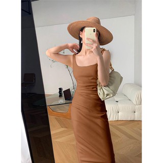Váy Cotton body Gu VNXK 2 màu nâu, đen
