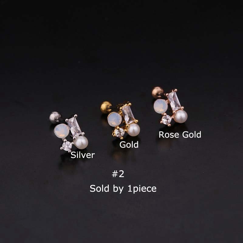 Bông tai bằng thép không gỉ nhiều kiểu dáng tùy chọn nhỏ nhắn thời trang 6mm 20g