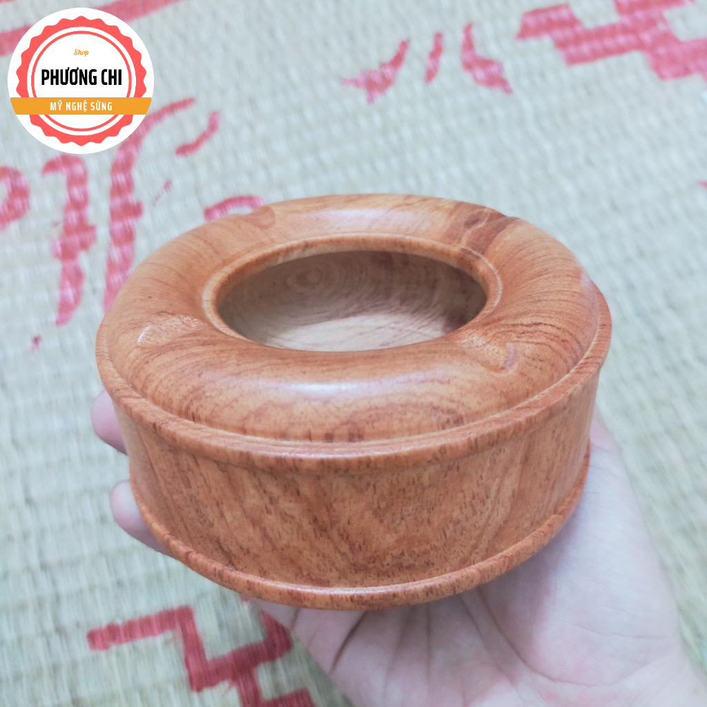 Gạt tàn thuốc_lá gỗ hương trụ tròn trơn nguyên khối sang trọng | Mỹ nghệ phương chi
