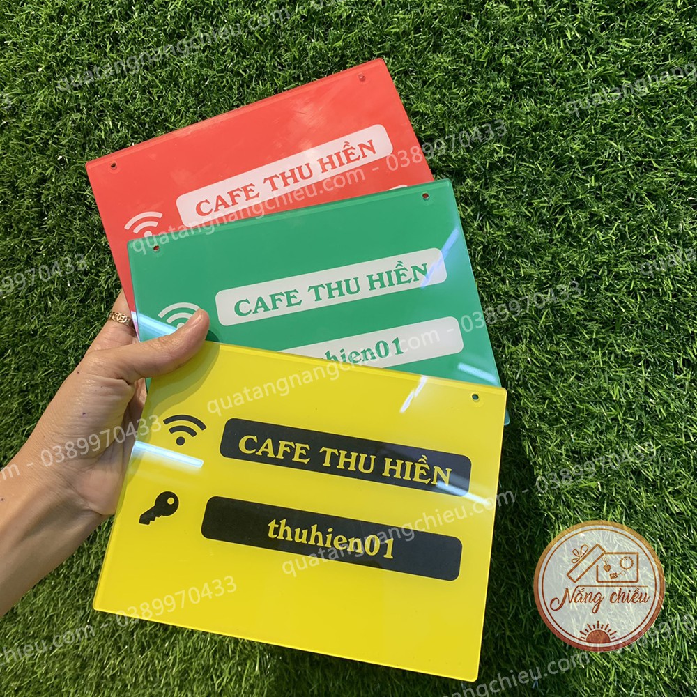 Bảng thông tin Wifi bằng mika , biển wifi ,  bảng thông báo mật khẩu wifi  bằng chất liệu mica, màu sắc tươi sáng