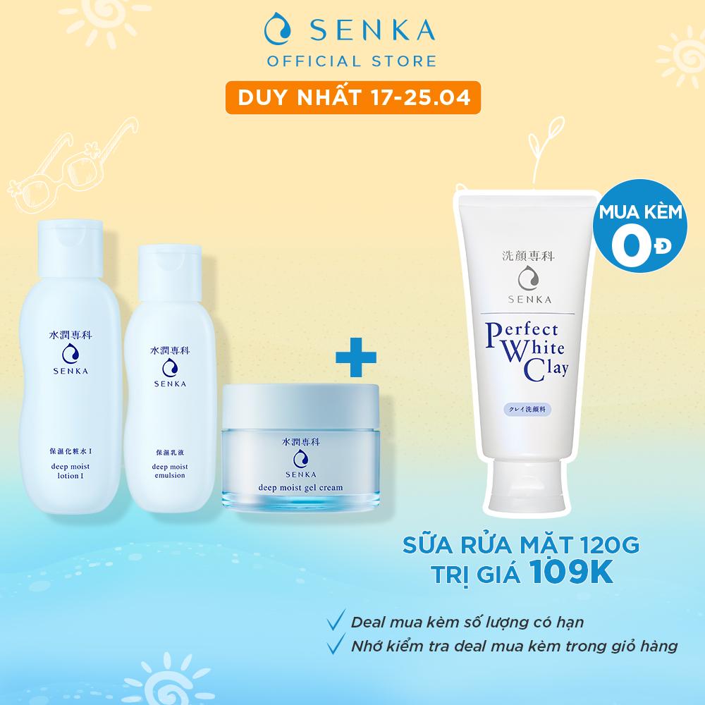 Combo Nước cân bằng, Sữa dưỡng cấp ẩm & Mặt nạ ngủ dưỡng ẩm chuyên sâu Senka Deep Moist (200ml + 150ml + 50g) | BigBuy360 - bigbuy360.vn