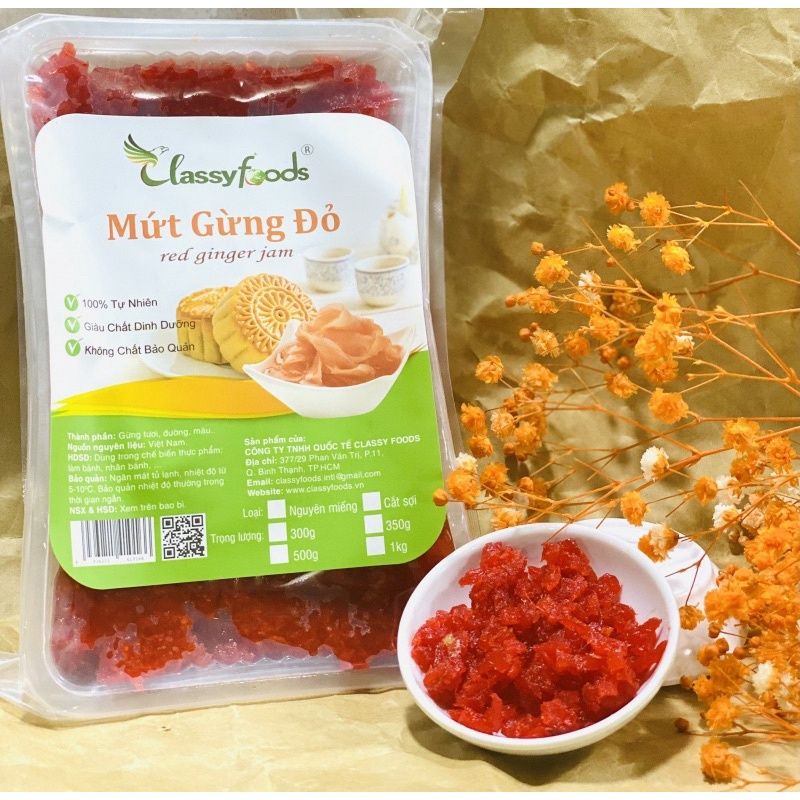 500g mứt gừng đỏ thái sợi