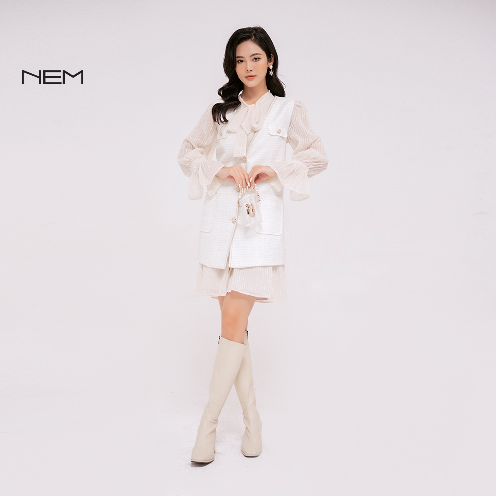 Áo Gile dạ tweed trơn NEM Fashion AK11302 mã trắng | BigBuy360 - bigbuy360.vn