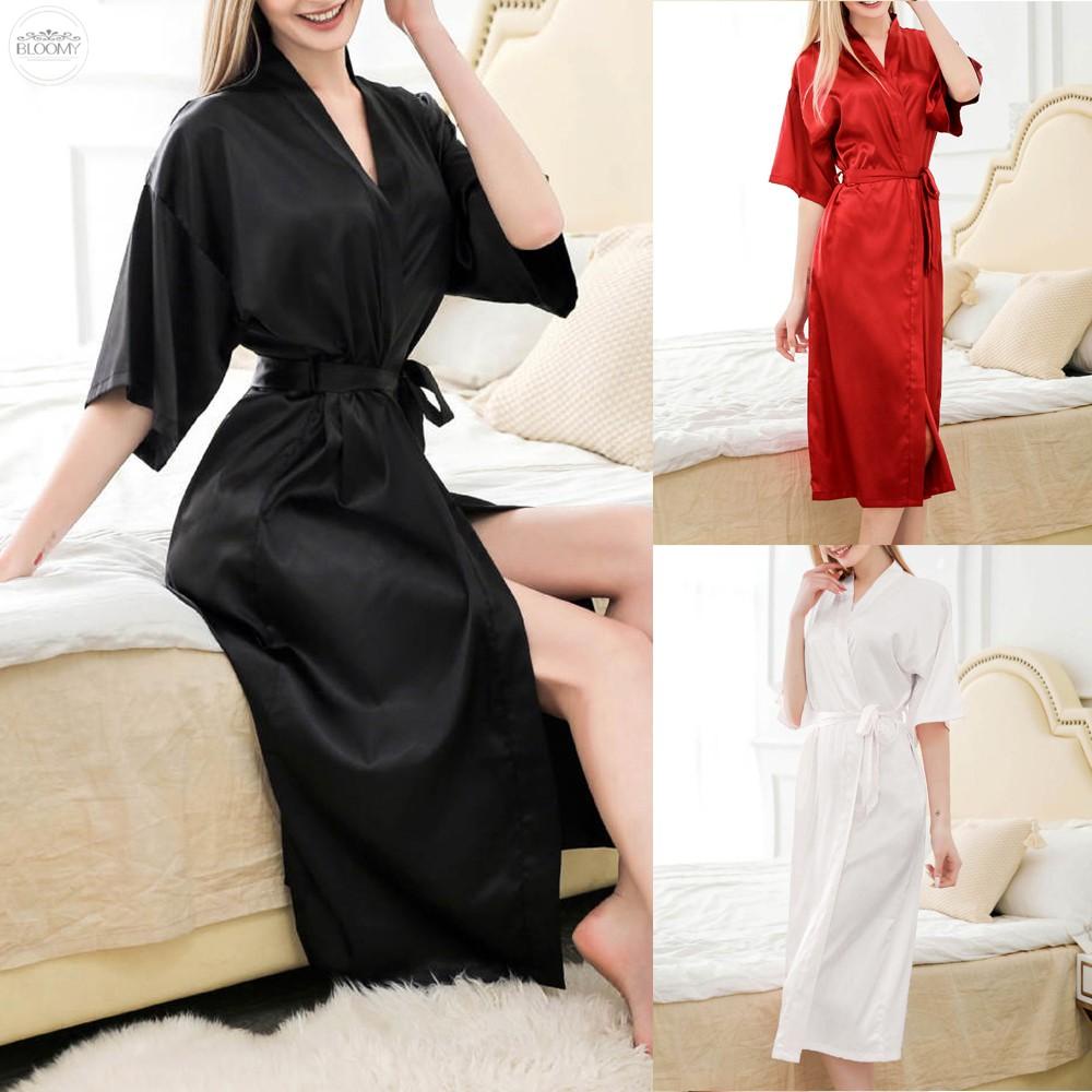 Áo choàng ngủ bằng lụa satin thời trang cho nữ | BigBuy360 - bigbuy360.vn