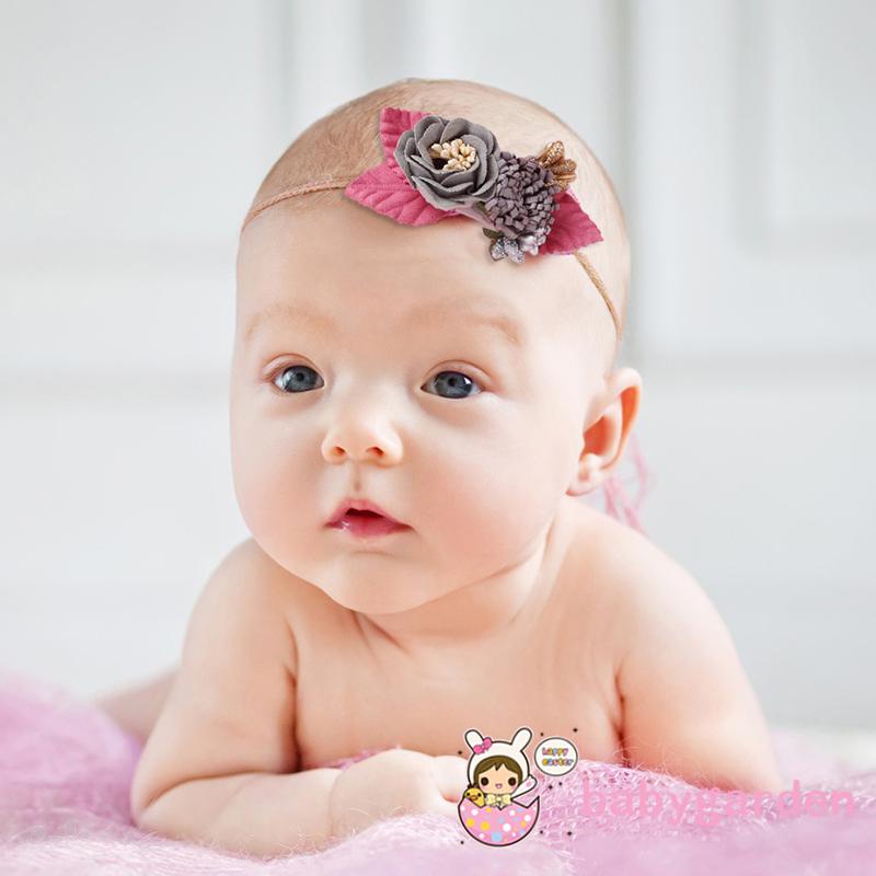 Băng Đô Hoa Mềm Mại Co Giãn Làm Phụ Kiện Chụp Ảnh Cho Bé Gái