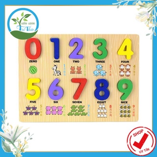 Bộ chữ số bằng gỗ in nổi cho bé học đếm từ 0-9 (Cùng con)