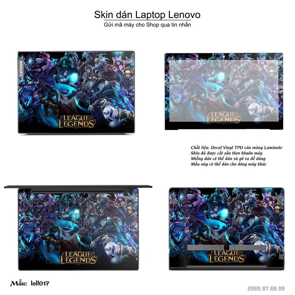 Skin dán Laptop Lenovo in hình Liên Minh Huyền Thoại nhiều mẫu 2 (inbox mã máy cho Shop)