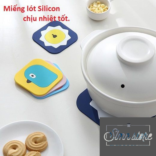 Combo 4 Miếng lót nồi HOẠT HÌNH Silicon Chịu Nhiệt Tốt Chống Trượt thân thiện với môi trường- màu ngẫu nhiên.Slmn_LNCute