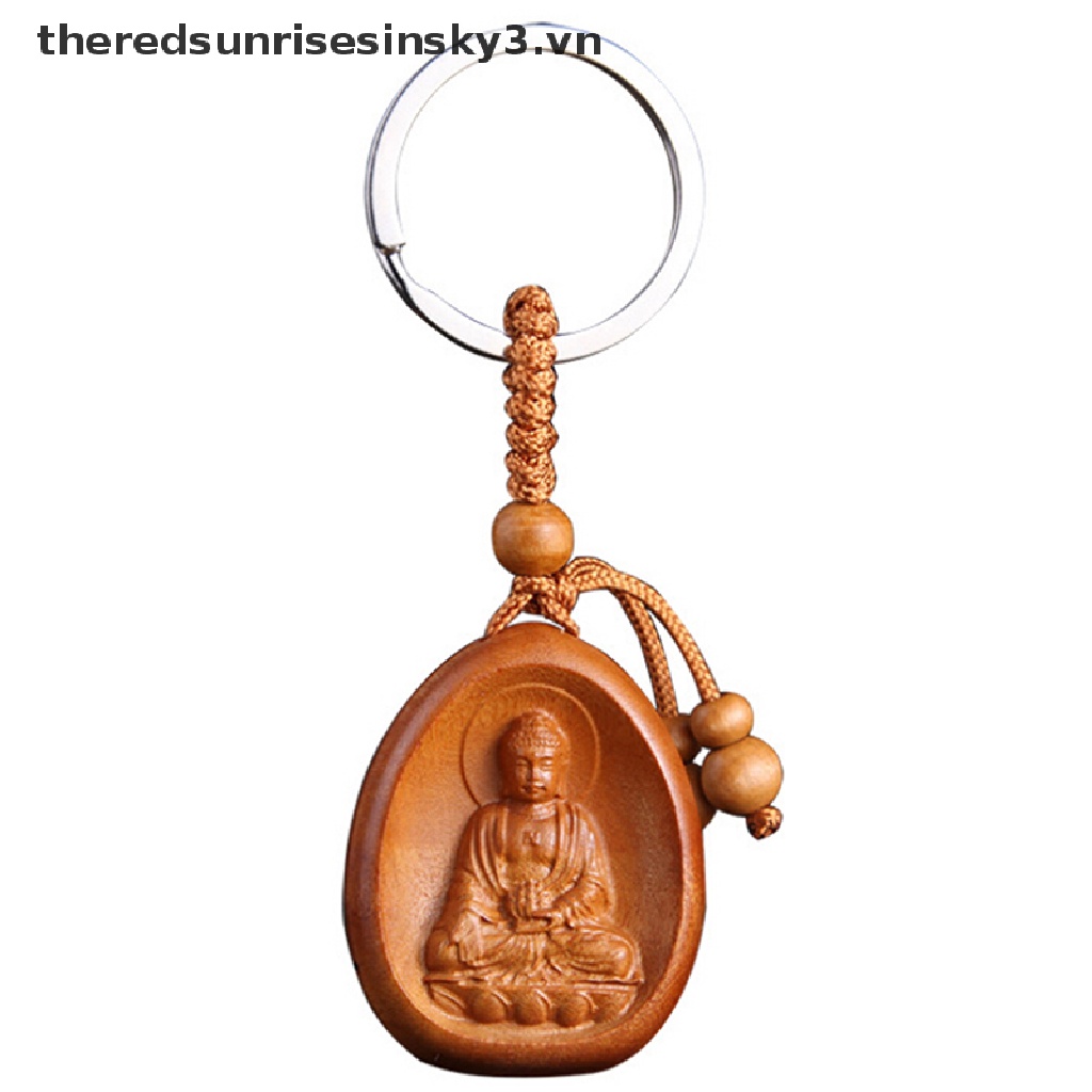 Móc khóa hình phật bằng gỗ dùng làm quà tặng