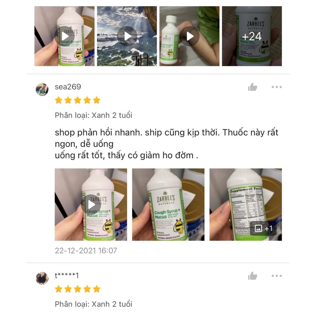 Siro Zarbee's Mucus ⚡CHÍNH HÃNG MỸ⚡ Siro ho long đờm cho bé 1-12 tuổi