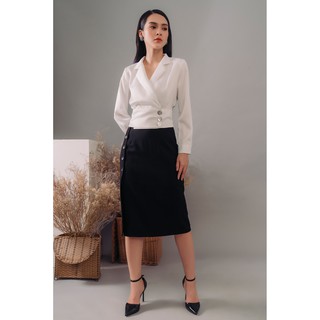 Áo lụa cổ danton đắp chéo Gunich (nhiều màu)