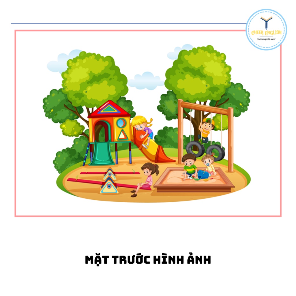 Flashcard chủ đề sân chơi thẻ học Tiếng Anh ép plastic