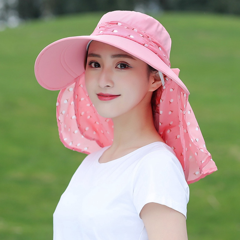 Mũ Cotton Chống Nắng Kèm Khẩu Trang Che Cổ Bảo Vệ Chống Tia Uv Dành Cho Nam Và Nữ 50 +