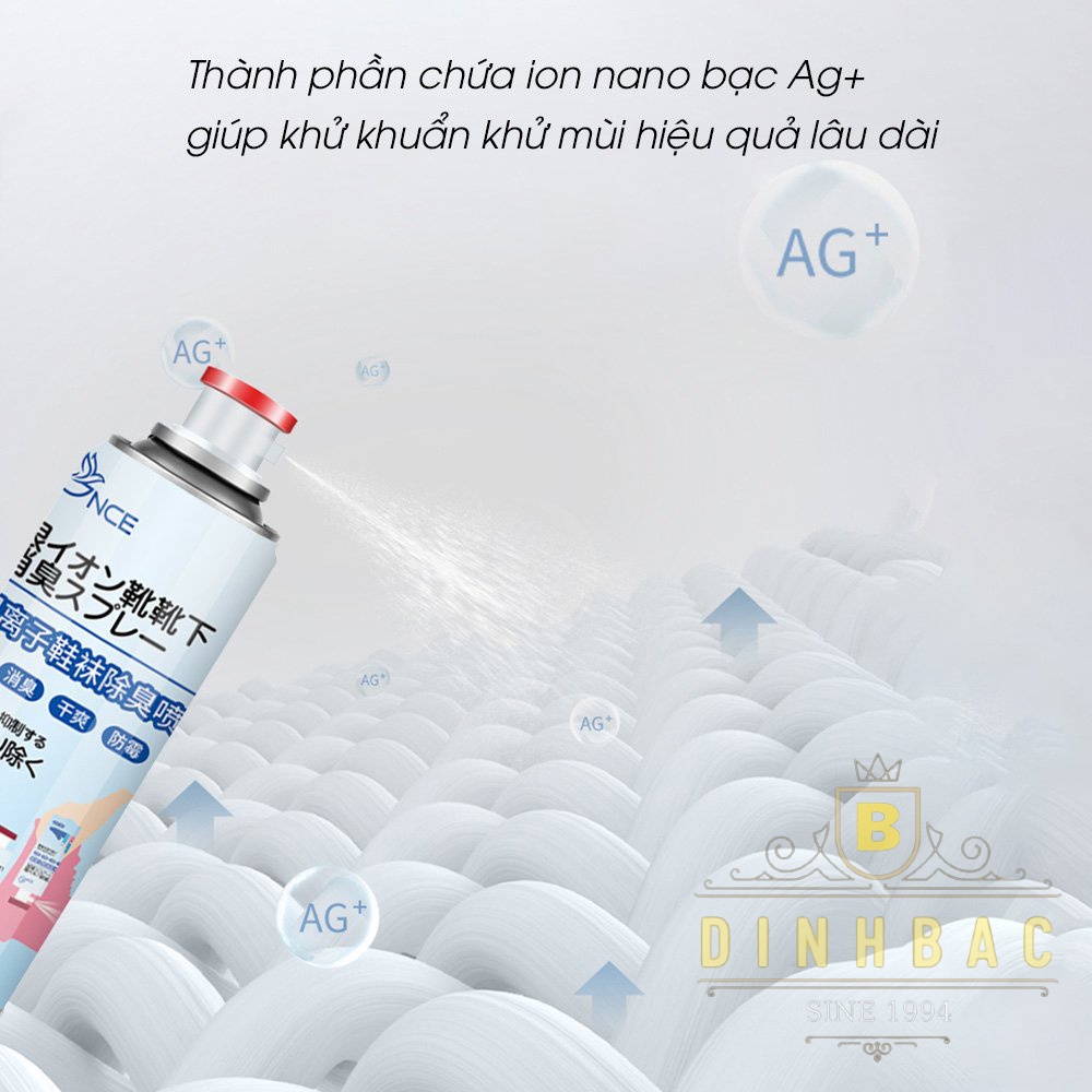 Xịt khử mùi giày dép, mũ bảo hiểm nanno bạc 150ml