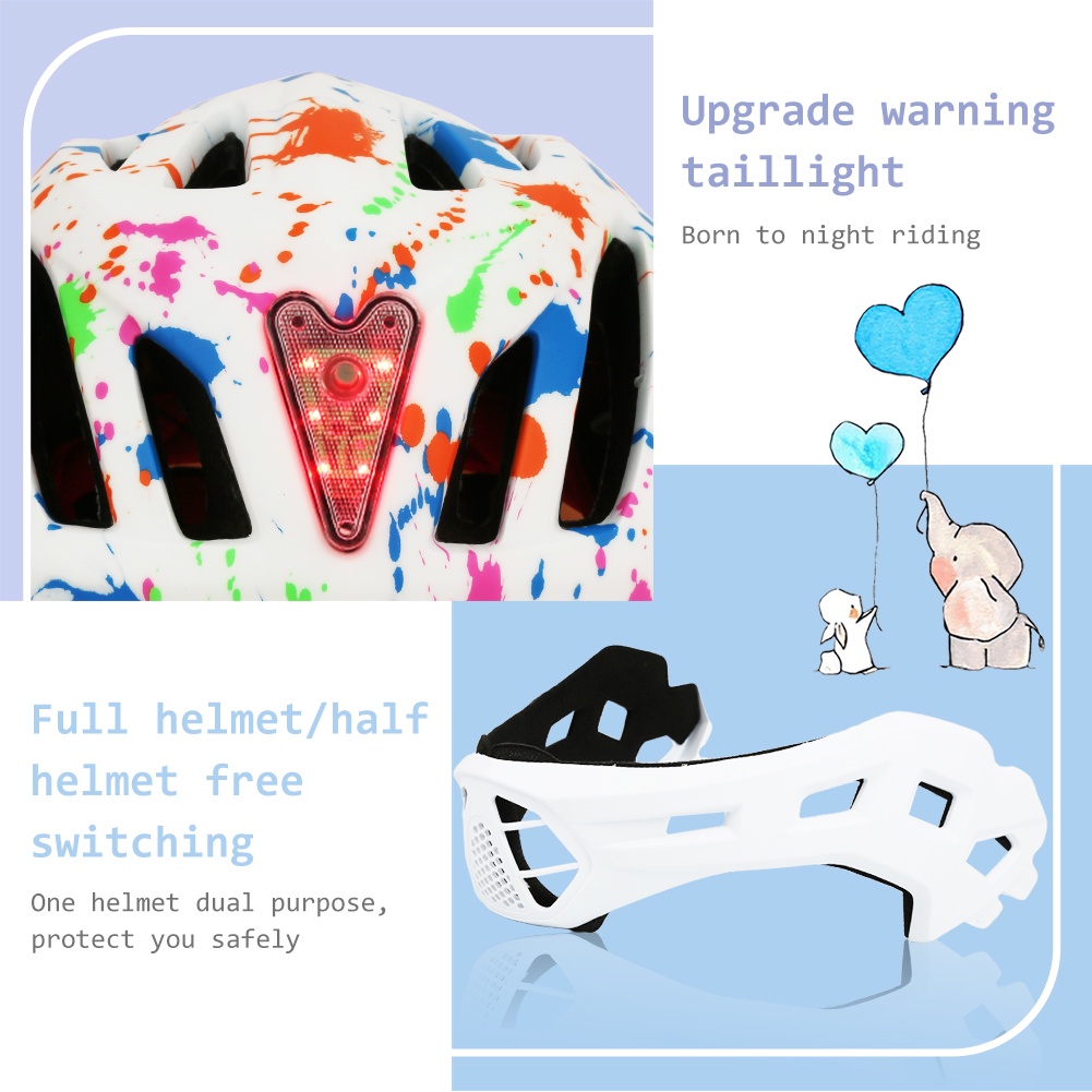 Mới Mũ bảo hiểm xe đạp trẻ em Full Face Thể thao trẻ em Trẻ em đi xe máy Trượt ván Mũ bảo hiểm trượt patin Thiết bị xe đạp có thể tháo rời