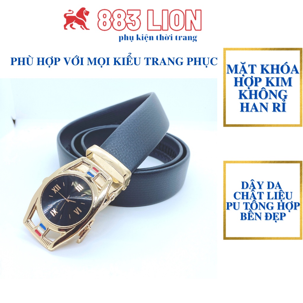 Thắt Lưng Nam,Dây Lưng Nam Mặt Đồng Hồ Hợp Kim Sang Trọng Dây Da Mềm Tổng Hợp Cao Cấp