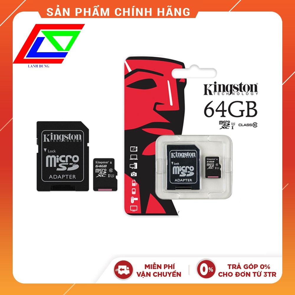 Thẻ nhớ Micro SDXC Kingston 64GB (Class 10) chính hãng | BigBuy360 - bigbuy360.vn