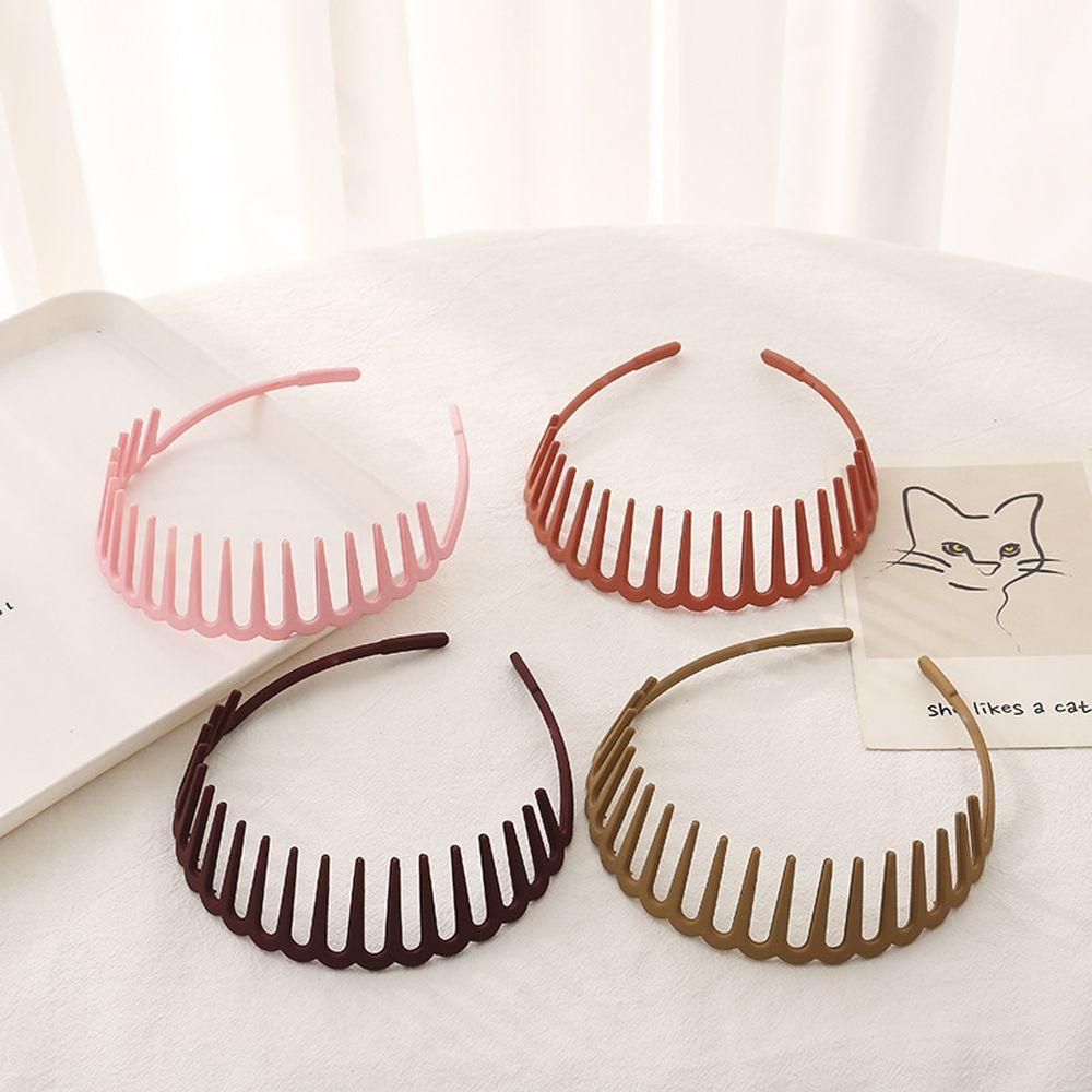 Băng Đô Cài Tóc Răng Cưa Thời Trang Vintage Màu Đất Đơn Giản WMES15H Cho Nữ