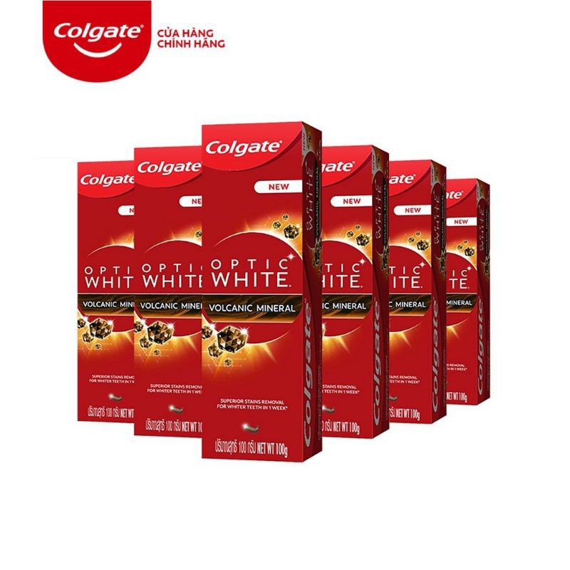 Kem đánh răng trắng răng colgate optic white từ khoáng núi lửa 100g