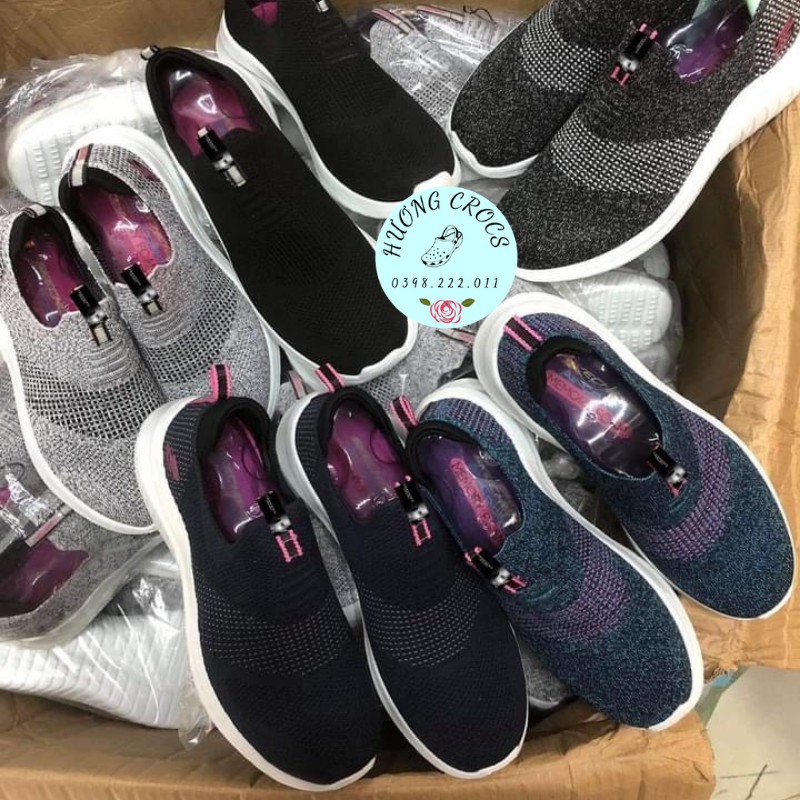 Giày thể thao skechers vải thoáng khí, cực nhẹ êm mềm cho nữ