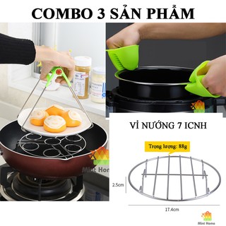 Combo vỉ nướng, găng tay nhấc nồi, dụng cụ kẹp gắp đồ nóng