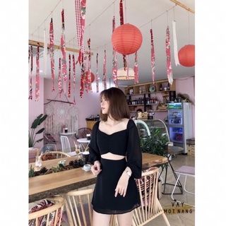 Váy cut eo trễ vai đen