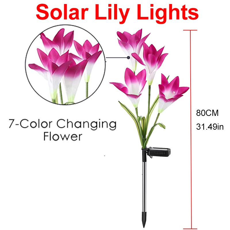 Đèn LED Hình Hoa Lily Nhiều Màu Sắc Chống Thấm Nước Sử Dụng Năng Lượng Mặt Trời Trang Trí Sân Vườn