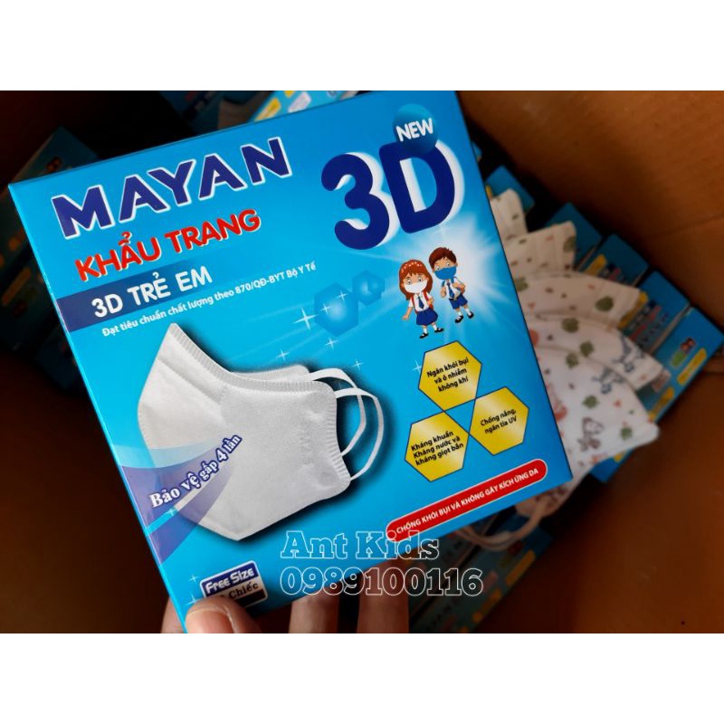 Khẩu Trang Cho Bé, Khẩu Trang 3D MAYAN Trẻ Em Cam Kết Hàng Chính Hãng Công Ty Ôm Mặt Chống Bụi Chống Giọt Bắn Cực Xịn