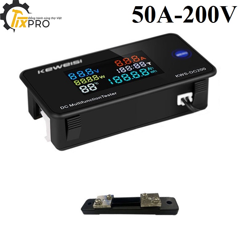 Đồng hồ đo điện DC 200V 50A cao cấp ( 6 thông số ) kèm trở Shunt
