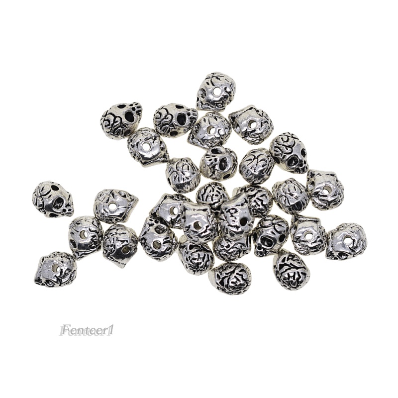 Set 30 hạt xỏ làm đồ trang sức thủ công hình đầu lâu phong cách Tây Tạng