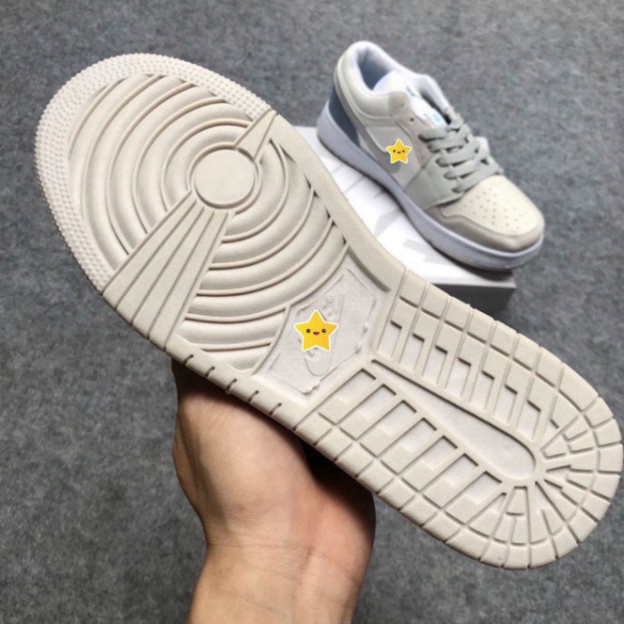 Giày Jordan Trắng Xám JD1 Cổ Thấp Gót Xanh Sneaker Nam Nữ Full Box Bill Q11 S11 | BigBuy360 - bigbuy360.vn