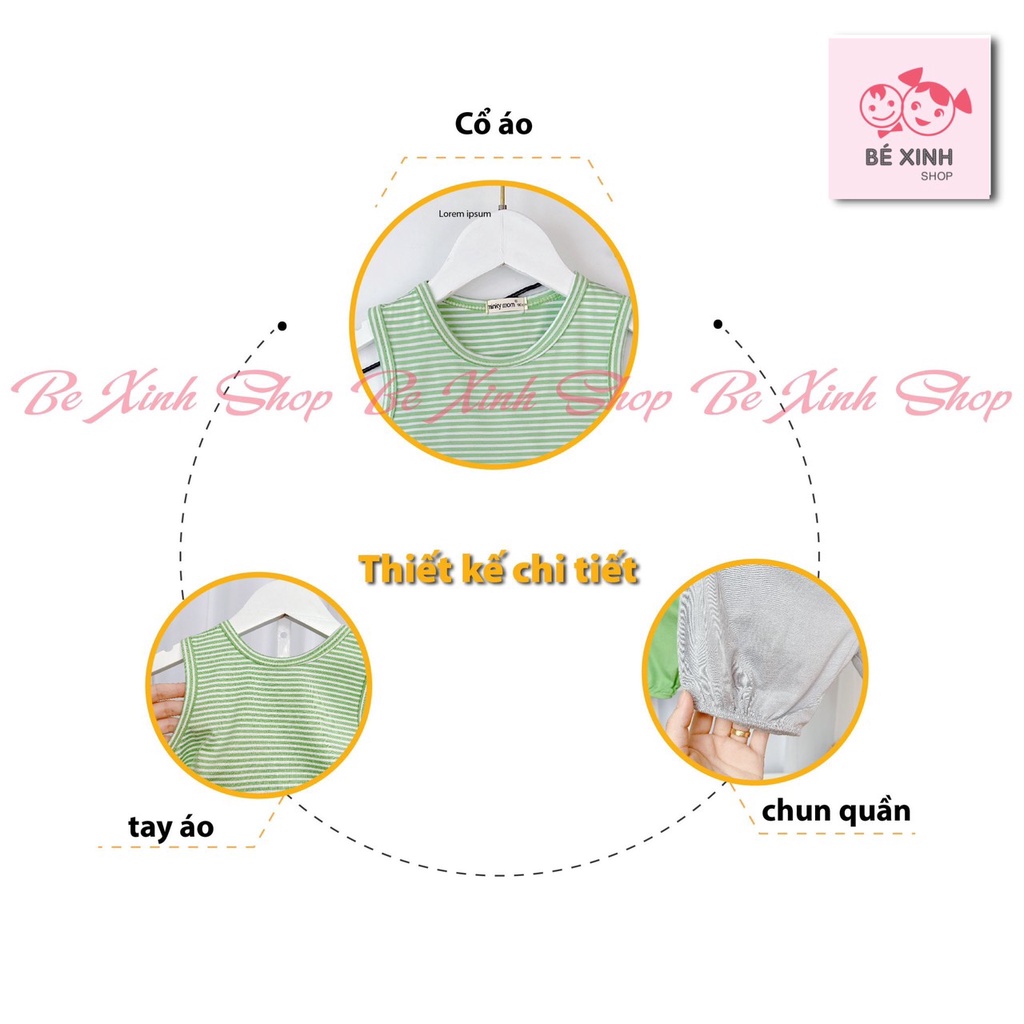Ba Lỗ Bộ thun lạnh ba lỗ sát nách cộc tay cho bé trai bé gái Minky Mom  Đồ bộ quần áo 3 lỗ SÁT NÁCH SỌC cho bé