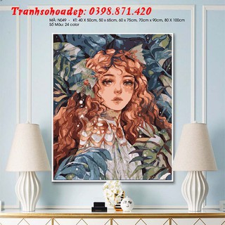 Tranh Sơn Dầu Số Hóa Bé Gái Nhiều Mẫu Đã Căng Khung Sẵn