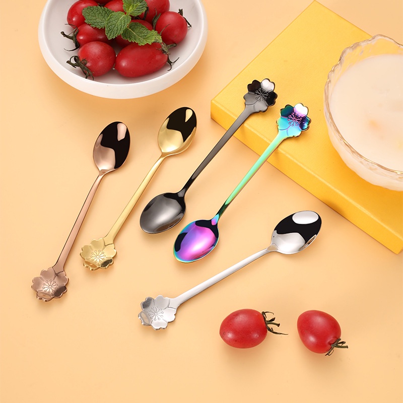 Muỗng Cà Phê Bằng Thép Không Gỉ Hình Hoa Anh Đào