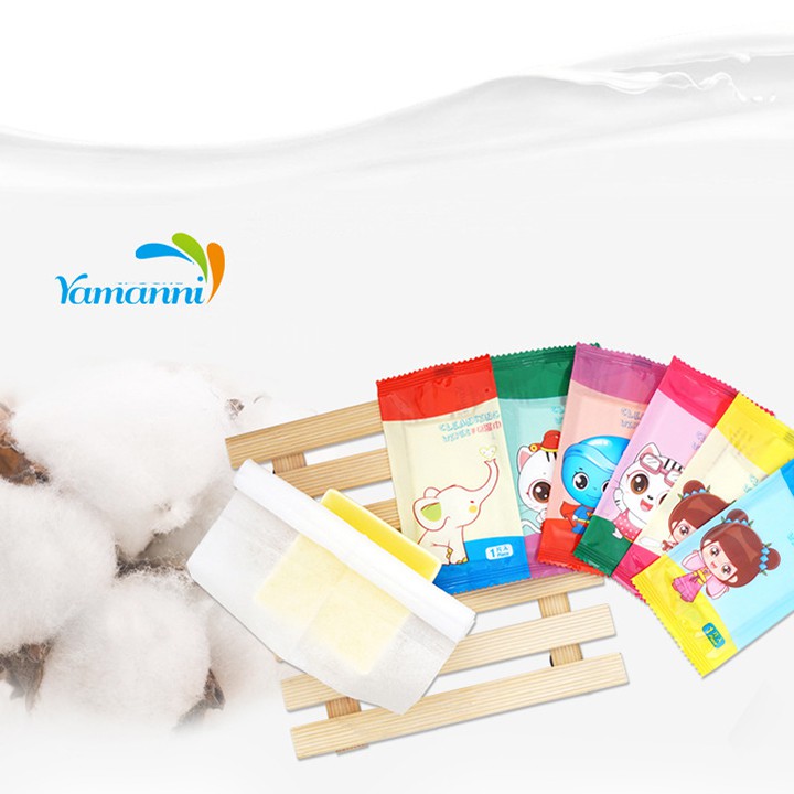 Khăn ướt mini LOGO hình chữ nhật nhiều màu sắc gói lẻ 1 cái dùng một lần nhỏ gọn tiện lợi bỏ túi youngcityshop 30.000