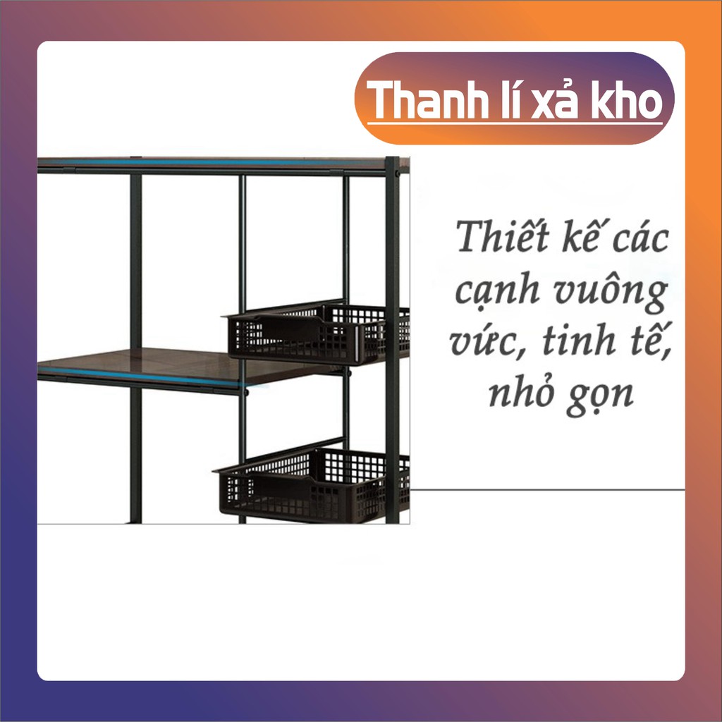 [ 𝐅𝐑𝐄𝐄𝐒𝐇𝐈𝐏 ] Kệ Lò Vi Sóng 3 Tầng Có Giỏ Có Bánh Xe Kava