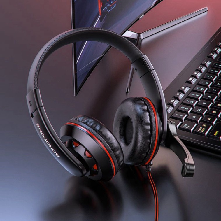 Tai nghe chụp chính hãng Borofone BO102 Bass mạnh mẽ, dây dài 1.2m / Headphone chuyên học online, Game thủ