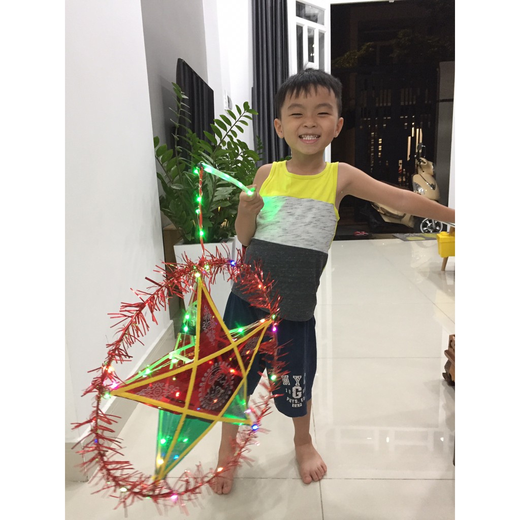 Dây đèn trang trí diều, đèn trung thu... dài 3m, 30 bóng, nhiều màu, không nháy, dùng pin  - không kèm pin