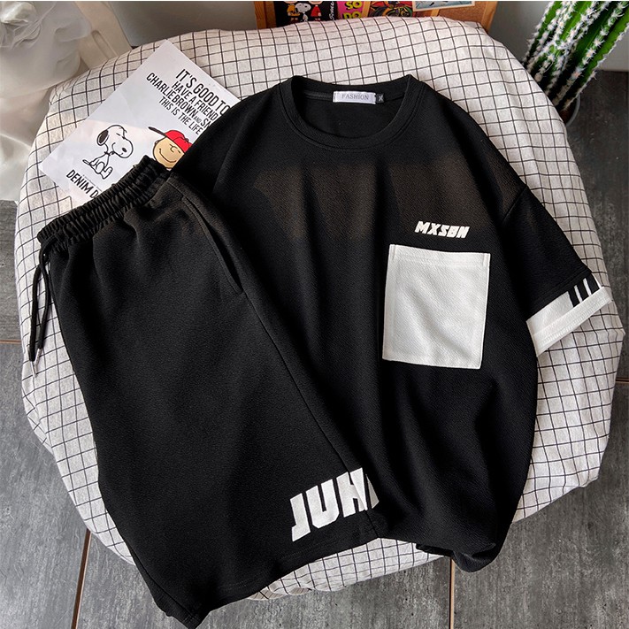 Bộ Đồ Thun Nam Thể Thao Áo Thun Ngắn Tay Kết Hợp Quần Shorts Đùi Thời Trang SET NAM 90000166C