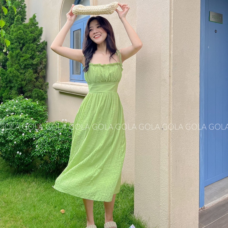 Đầm CARENA - Đầm 2 dây dài nhún ngực | BigBuy360 - bigbuy360.vn