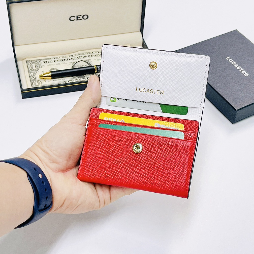 (da thật )ví nữ mini phong cách hiện đại trẻ Trung ví mini đựng thẻ nhỏ gọn cardholder KATE da safiano nhập khẩu LCT 01.