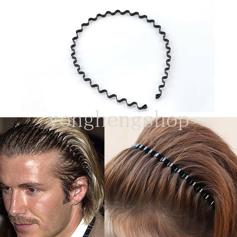 Băng đô cài tóc kiểu dáng lượn sóng màu đen thời trang cho nam và nữ