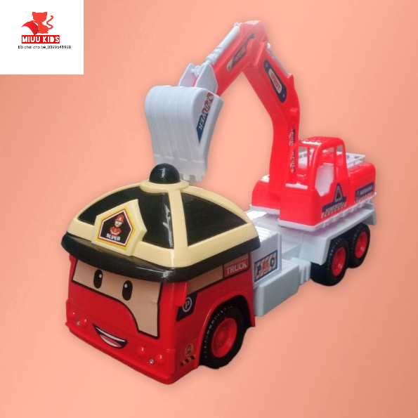 Xe Cảnh Sát Cần Cẩu Poli Xanh SIZE Đại Cho Bé Hàng Việt Nam
