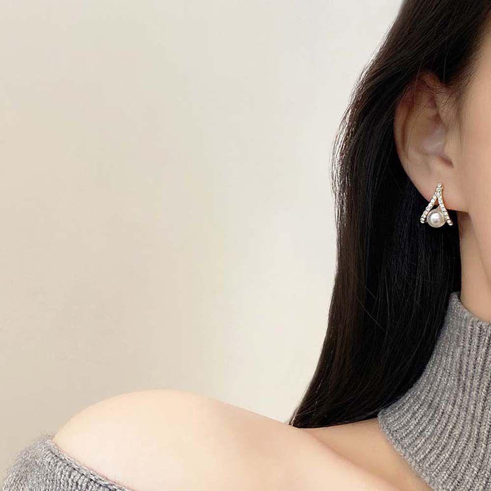 JARRED Bông Tai Tam Giác Đính Đá Thời Trang Nữ Tính