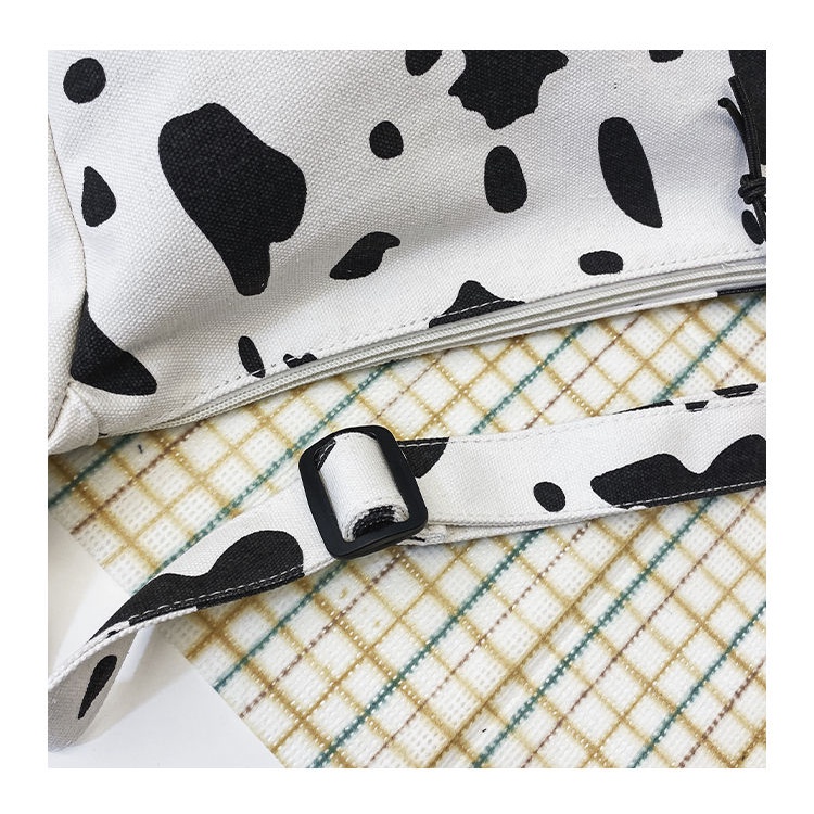 Túi ENVIROSAX đeo vai vải canvas cỡ lớn họa tiết bò sữa phong cách harajuku nhật bản thời trang cho nữ