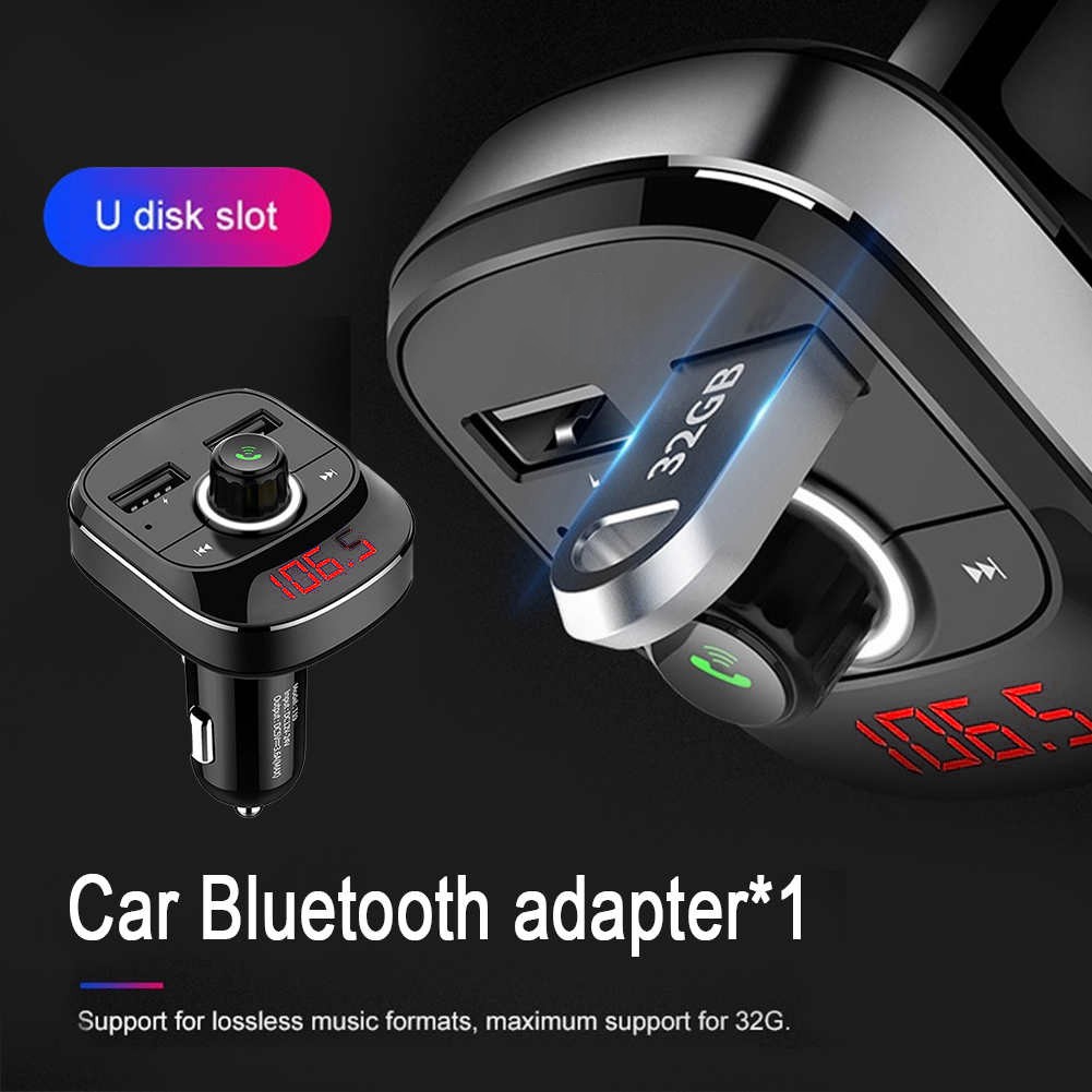 Thiết Bị Thu Phát Bluetooth Phát Nhạc Và Đài Fm Với 2 Cổng Sạc Usb Cho Xe Ô Tô