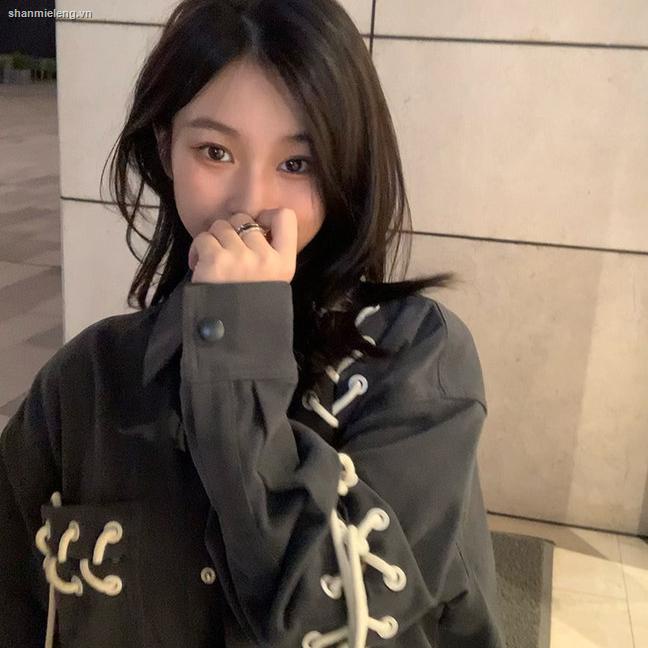 Áo khoác sơ mi dáng rộng phong cách Hàn Quốc thiết kế thời trang xuân thu 2021 cho nữ