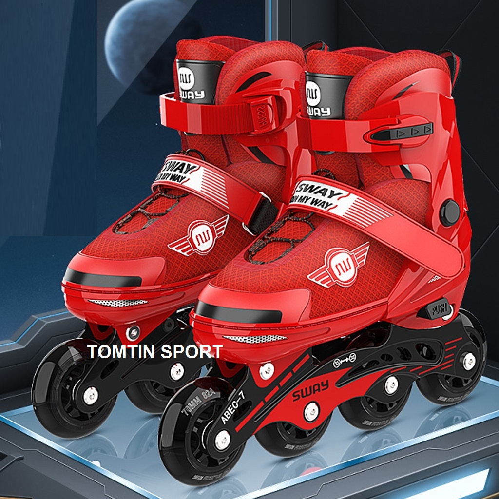 Giày trượt patin sáng led mẫu mới SWAY, tặng kèm bảo hộ chân tay, bánh cao su trượt mượt và êm TOMTIN SPORT